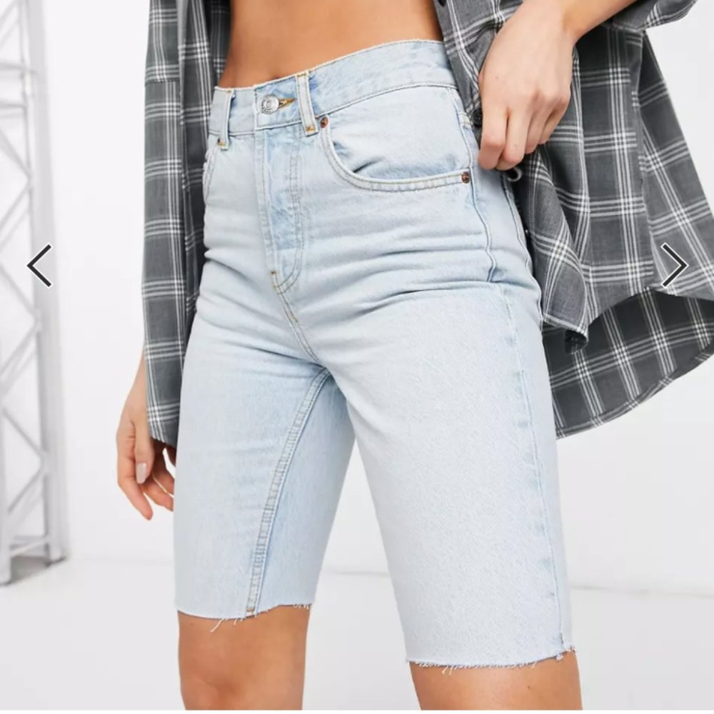 ASOS DESIGN organic denim '90's' longline shorts